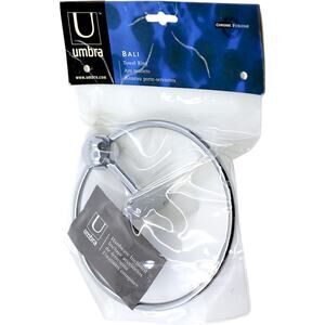 Umbra Bali Chrome Finish Towel Ring Die Cast Zinc